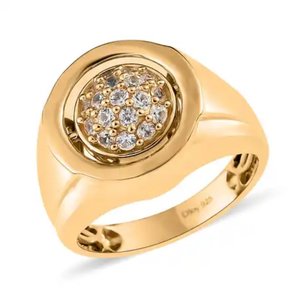 Sleeping Beauty Turquoise and White Zircon Reversible Men's Ring